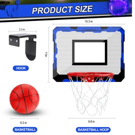 Indoor Mini Basketball Hoop Set, Upgrade Wall Mount Basketball Hoop for Wall Yard Outdoor, Over Door Room Hoops Game with 4 Balls Shatter Resistant Backboard -Complete Accessories Included