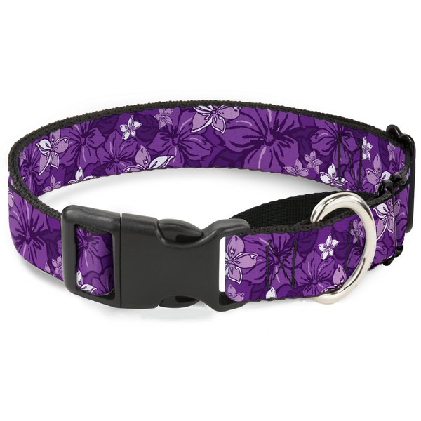 Buckle-Down MGC-W30877-M Hibiscus Collage Purple Shades Martingale Dog Collar, Medium