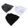 Women Turban Flower Cap Balck White and Gray Pure Color