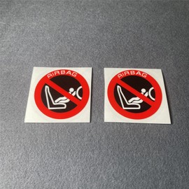 Car Stickers Warning Safe Driving Airbag Fasten Seat Belt Mirror SRS Decal Auto Motor Window Tail Triangle Appliques 2PCS (D 4.9x4.9cm 2PCS)