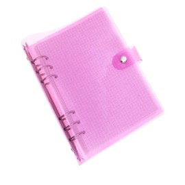 A6 6-Holes Colorful PVC Cover Round Ring View Binder with Snap Button Closure File Folder for Loose Leaf Sheet Protectors/Notebook Refill/DIY Scrapbooking/Binder Cover Protector Pink Dot A6 Mini Set