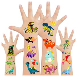 LEADTEAM 20 Sheets Dino Tattoo Children, Glitter Tattoo Dino Stickers Dinosaur Toy Kids Tattoo Boys Dino Party Dino Gift Birthday Decoration Party Bag Children's Birthday Decoration
