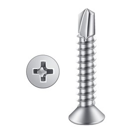 #6 x 1-1/2" (100 Pack) Flat Head Sheet Metal Screws Self-Tapping Screw Phillips Head Self Drilling Screws, 410 Stainless Steel