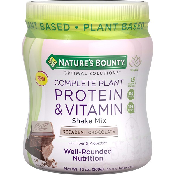 Nature's Bounty® Optimal Solutions Complete Plant Protein & Vitamin Decadent Chocolate Shake Mix