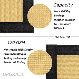 UPGRADE Privacy Fence Screen 90% Visual Blockage 3'x30' Sand Outdoor 175 GSM HDPE Mesh Panels for Deck,Balcony,Backyard,Patio with Zip Ties,Customized，A494