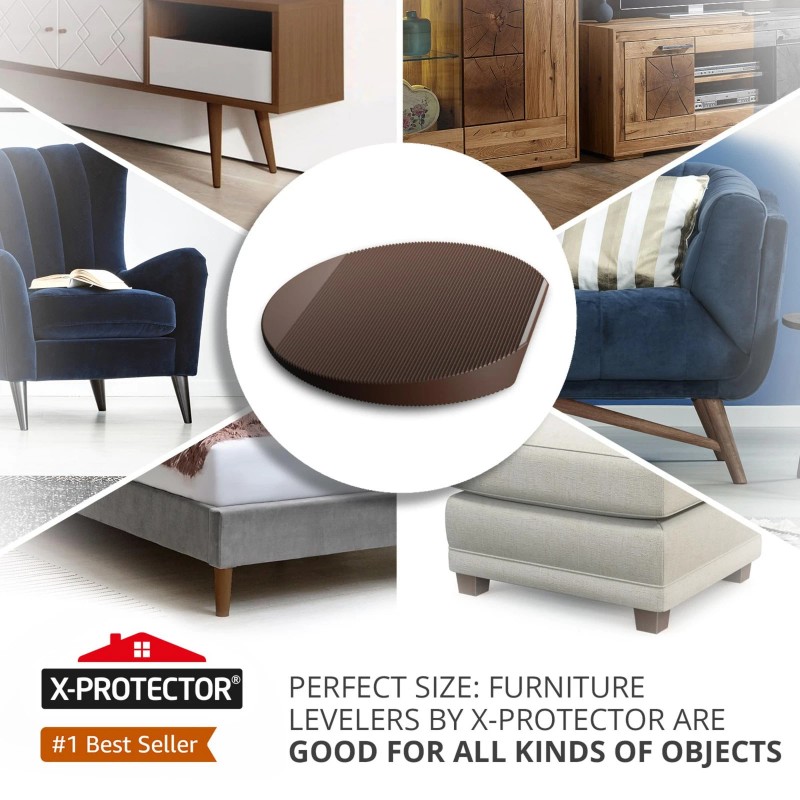 X-Protector Furniture Levelers - 30 PCS 2" - Brown Rubber