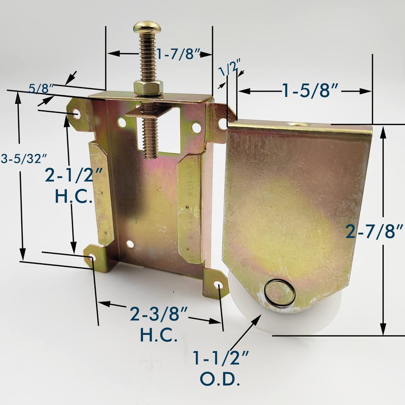Sliding Mirror Door Rollers Assembly Fit Contractors Part #W8020C, 1-1/2"