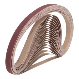sourcing map 20pcs 1-1/2" x 30" Sanding Belts 400 Grits Aluminum Oxide Abrasive Belt Sander Paper Sanding Papers for Metal Wood Grinding Polishing, Reddish Brown