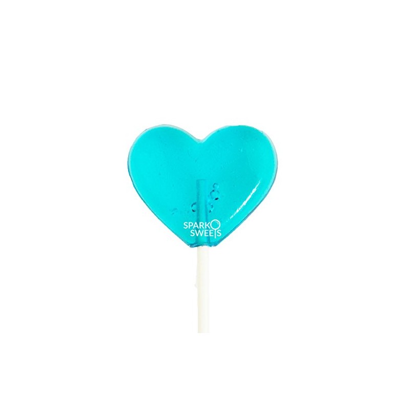Baby Blue Heart Lollipops, Blue Raspberry Flavor, 2" Diameter Lollipop,