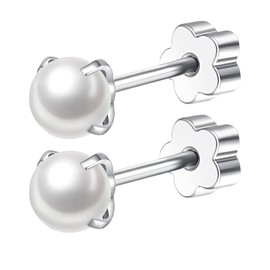 Mochity Pearl Earrings for Women Stainless Steel Stud Earrings Sleep Earrings, Stainless steels