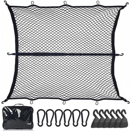 Cargo Net for Pickup Truck Bed, Truck Bed Net, Highly Elastic Cargo Nets, Stretchable Mesh Organizer for Pickup Trunk Beds, Truck Cargo Nets with 6 Pcs Metal Carabiner and 6 Hook
