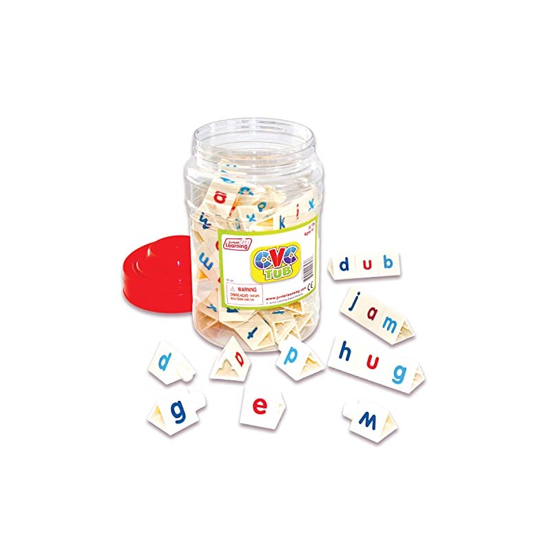 Junior Learning CVC Tri-Blocks Tub, 90 Blocks, Ages 4-5, Phonemic