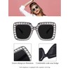 Frienda 2 Pieces Oversize Square Sparkling Sunglasses Retro Thick Frame