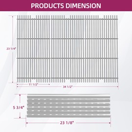 Votenli 54911 Cooking Grid Grates with 94091 Heat Plate Replacement for Viking VGBQ 30" T Series, VGBQ 40 T SER, VGBQ410-3RE, VGIQ410-3RE, VGBQ 41'T,VGBQ300T,VGBQ0302T, VGBQ3002RT Grill Parts
