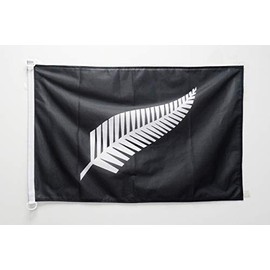 AZ FLAG New Zealand Fern Black with inscriptions NAUTICAL Flag 18'' x 12'' - Rugby flags 30 x 45 cm - Banner 12x18 in for boat