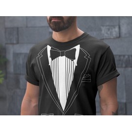 Promotion & Beyond Tuxedo (Black) with Pocket Square Ceremony Men's T-Shirt, XL, Charcoal