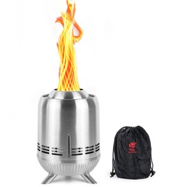 BiggerFire Tabletop Fire Pit, Stainless Steel Mini Outdoor Stove, Low Smoke Burning Portable fire pits Firepit Fueled by Pellets or Wood, for Urban & Suburbs, with Travel Bag