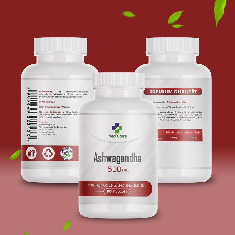 Ashwagandha Extract 500 mg 60 Capsules Indian Ginseng Memory