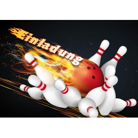 EDITION COLIBRI 10 Bowling Invitations: Birthday Invitations for Kids, Girls/Boys, Set of 10, Bowling Invitations for Kids Birthday Party or Bowling Night (10694)