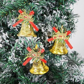 Bell Ornaments for Christmas Tree - 4X Christmas Tree Bells Decorations - Jingle Bells, Christmas Outdoor Bells Decor, Merry Christmas Decorations for Tree Window