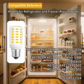 TZLONMFG 5304517886 KEI D28x kel 2816x Refrigerator Bulb 6W E17 LED Freezer Light Bulb Replacement, 5304522314 Warm White 2700K 100V-265V Fridge Lamp, 1-Pack