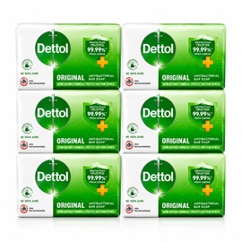 Dettol Original Antibacterial Soap Bars 60g x 6 Pack | Germ Protection | Moisturising Formula | Daily Hygiene Hand Body Soap | Personal Protect Soap Bars