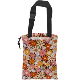 ghatobty Car Trash Bag Vintage Groovy Flowers Car Garbage Bag Hanging Car Trash Can