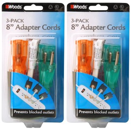Coleman Cable 06991 8 Assorted Color Power Strip Extension Cord 3 Count