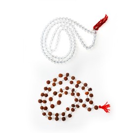 Juego de 2 abalorio Mala 108 Japa Mala Japmala para meditación, oración, Pooja y regalo (juego de 2 unidades)
