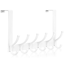Over The Door Hooks, Over The Door Hanger Hook, Over The Door Towel Rack for Bathroom, Door Towel Hanger for Hanging Coats Hats (1Pack，White)