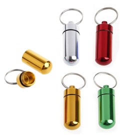 Pill Box Keyring, 4 Pcs Colourful Aluminum Alloy Pill Container, Aluminum Metal Pill Box Case with Keychain, Waterproof Aluminum Pill Box, Pocket Pill Case Portable, for Outdoor Travel Camping