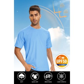 TACVASEN Cycling Shirts for Men Short Sleeve UPF 50+ Sun Protection Shirts Outdoor Athletic Tops Breathable Workout Gym Shirts Blue M