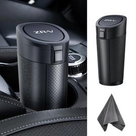 ZR-V Car Trash Can Slim Bottle-Shaped Soft Trash Bin Two Ways to Open Lid New Type Zett R V Accessory Interior Part Organizer Stylish In-Car Trash Can Car Accessories + 1 Car Wash Towel (Black ZR-V