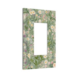 CZRPKEN Decorative Light Switch Cover Plate with Vintage Wildflowers & Daisies on Light Green Background Design 1 Gang Rocker Outlet Covers Single Decora Gfci Device Wall Plate