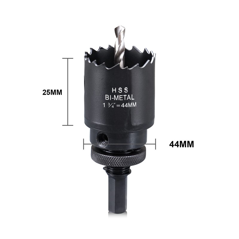 44mm HSS Hole Saw, M42 Bi-Metal Wood Hole Dill Bit,