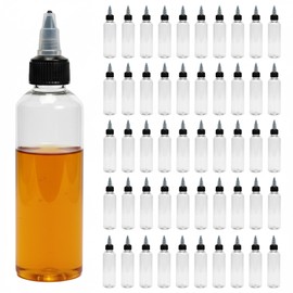 50pcs 4 oz Plastic Squeeze Bottles for Liquids,Hair Oil,Paint,Glue,Kitchen Sauce - Empty Clear Dispensing Dropper Bottle With Twist Top Caps,Applicator Bottle for Diy Art Crafts