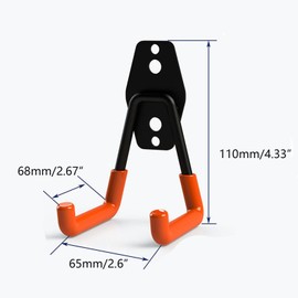 ieron 4 Pack Garage Hooks Shed Steel Garage Tool Storage for Organizing Power Tools Laddy Large Items Double Hooks (Orange, 52 x 11 cm)