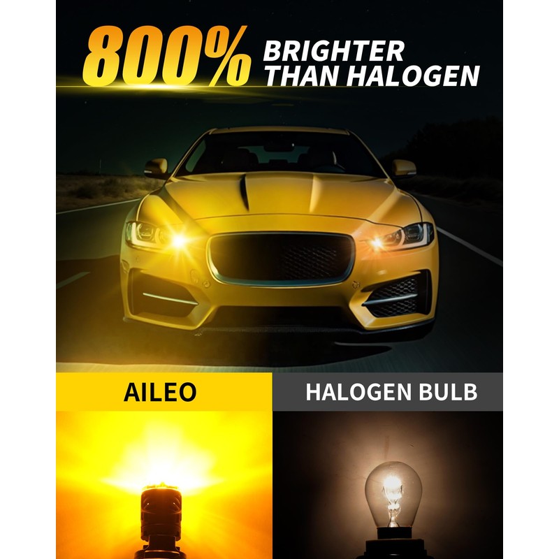 AILEO 7440 7443 LED Bulb Amber Yellow, 30W 2500LM Super