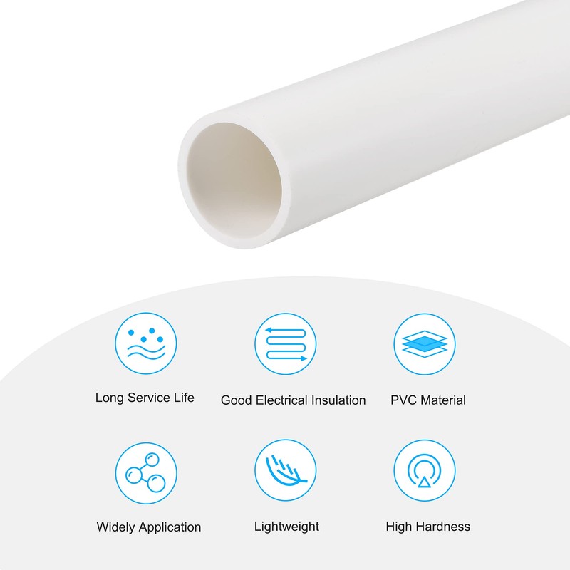 sourcing map PVC Rigid Round Pipe 21mm ID 25mm OD