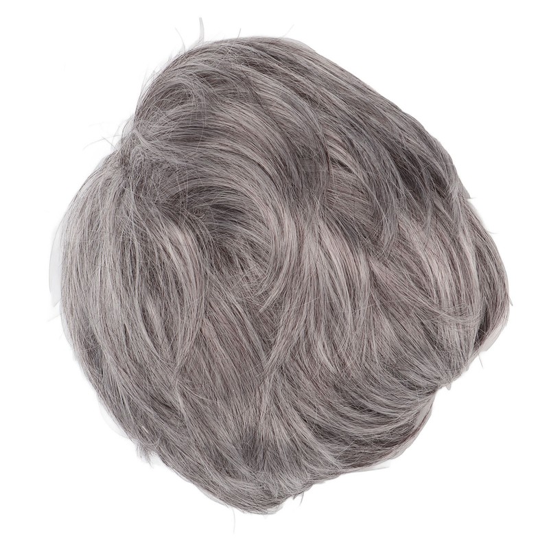 Men Gray Short Wig Heat Resistant Synthetic Multipurpose Adjustable Layered
