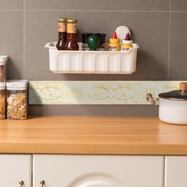 A-b-cil Trim Border Wallpaper Sticker Rose Flower Masking Tape Interior Sticker Yellow Removable 3D Embossing Uneven Wall Sticker DIY Rental Use for Furniture, Window Frame, Door Frame, Skirt, Wall,