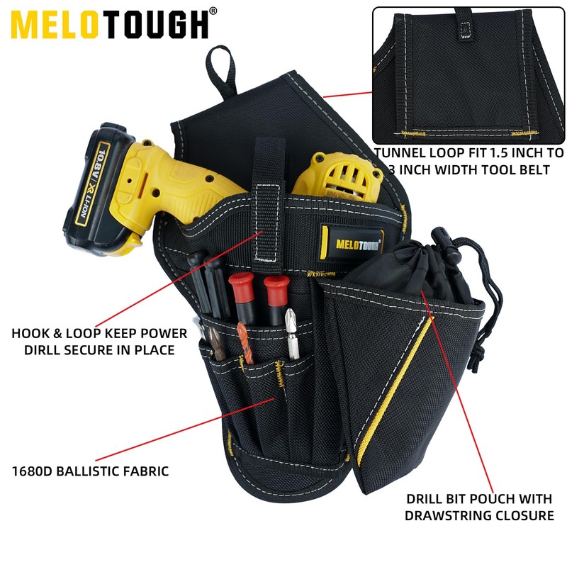 MELOTOUGH Drill Holster Impact Driver Holster with Bit Pouch Heavy