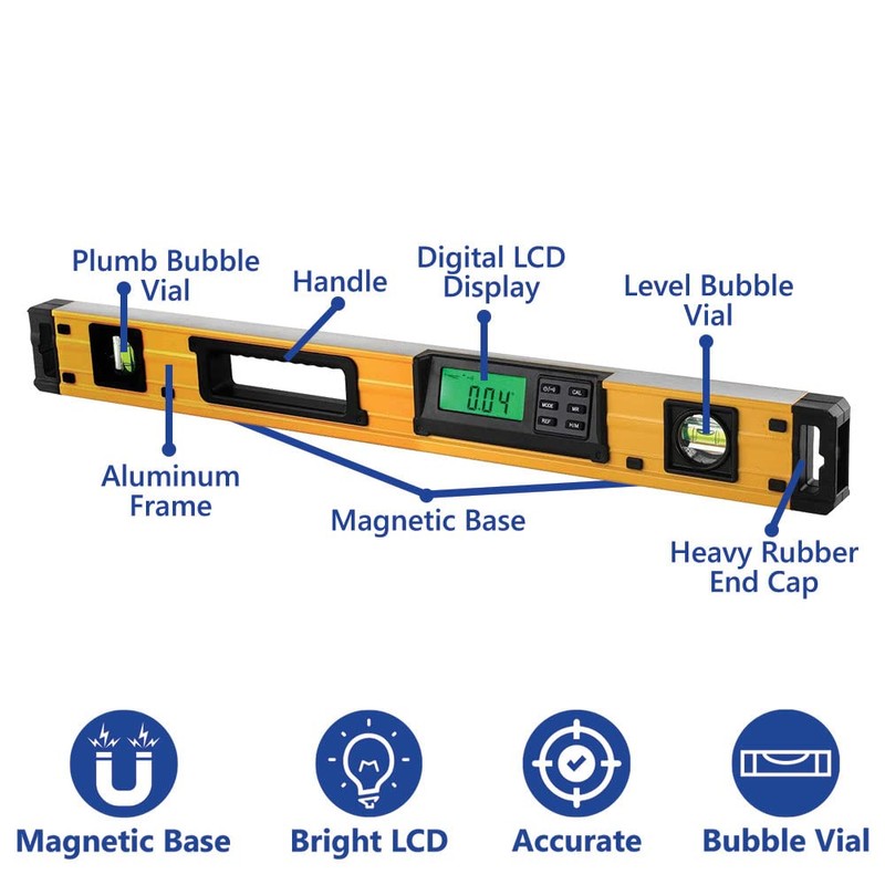 Big Horn 14222 24 Inch Magnetic Digital Level with Bubble,
