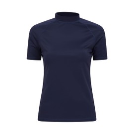 Mountain Warehouse Short Sleeves Womens UV Rash Vest - UPF50+ Sun Protection Ladies Rash Guard, Quick Dry, Flat Seams Top - for Summer Swimming, Beach & Under a Wetsuit, Navy, 12