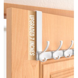 CHAUNCEY HOME Over The Door Hooks Hanger with 7" Arms, Door Hooks for Hanging, Fit 1 3/4" Door, Tool-Free Assembly, F7U, Towel Racks Organizer Holder for Bathroom - White