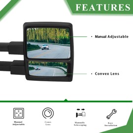 PZ Towing Mirrors Replacement Compatible with Ford F150 2004-2014 Manual Black Pair Set