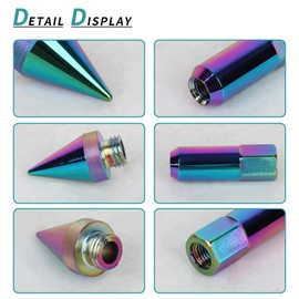 YeshineAuto M12x1.5 Spikes Lug Nuts, 20pcs 60mm Aluminum Wheel Nuts Fit for Ford Escape/Focus/Fusion,for Honda Accord/CR-V,for Toyota Avalon,for Chevy Impala etc (Neo Chrome)
