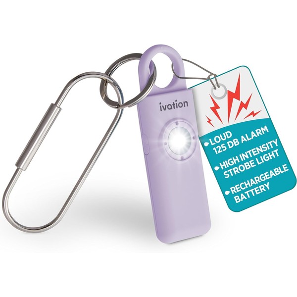 Ivation Personal Rechargeable SOS Alarm, Pocket Size Loud 130dB Sound