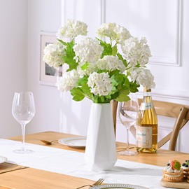 Waipfaru 4PCS Hydrangea Artificial Flowers, Real Touch Flowers, 26.8" Faux Hydrangea Flowers, Latex Real Touch Hydrangea, Fake Flowers for Home Decor Party Bouquet Wedding Decoration, White