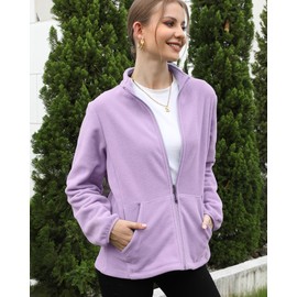 Argstar Lightweight Jacket for Women, Polar Fleece Full Zip Classic Soft Casual Recreation Coat with Zipper Pockets Lavender XS